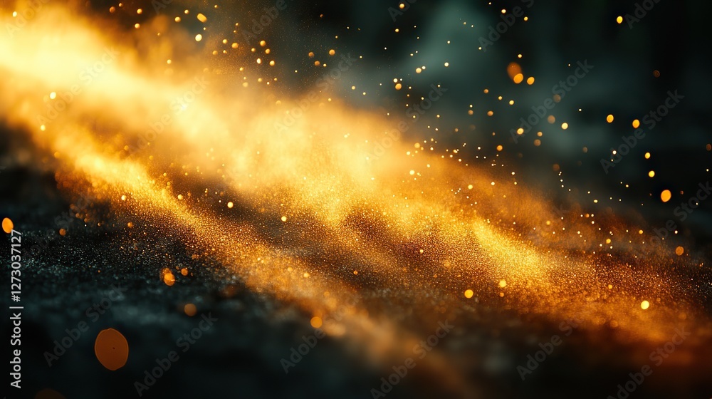 Poster real backlit dust particles floating with authentic lens flare effects creating a stunning atmospher