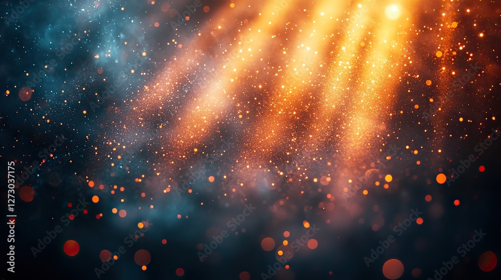 Wall mural real backlit dust particles floating with authentic lens flare effects creating a stunning atmospher