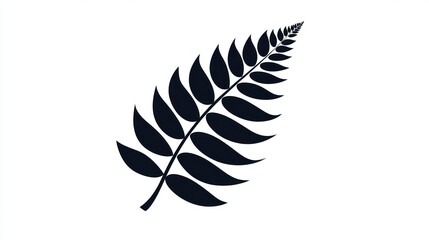 Fototapeta premium Silver fern leaf, isolated, white background, nature symbol
