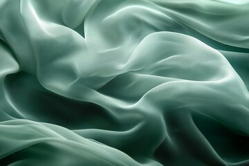 Obraz premium Delicate mint green fabric flowing gently, creating a serene and ethereal atmosphere.