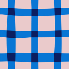 Seamless abstract monochrome blue checkered pattern on light background, simple hand drawn illustration, flat style	