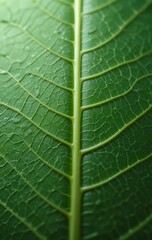 Obraz premium Intricate Details of a Vibrant Green Leaf Veins Macro Photography Close-Up