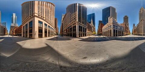 Full 360 degrees seamless spherical panorama HDRI equirectangular projection of Daytime Big City Future Sky. Texture environment map for lighting and reflection source rendering 3d scenes.