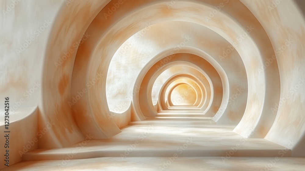 Poster abstract archway corridor with circular patterns and soft lighting