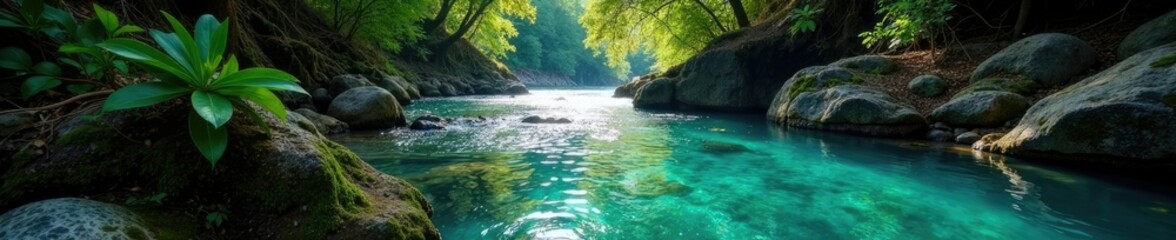 Acqua cristallina scorre nel fiume Pitrisconi a San Teodoro, fiume, luce, cascata