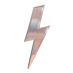 Shiny Silver Lightning Bolt Symbol on Transparent Background