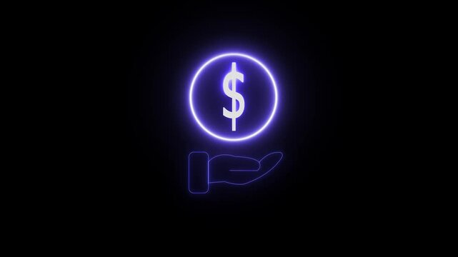 This is a American Dollar sign.coin operated neon icon. Elements of Banking set. Simple icon for websites, web design, mobile app, info graphics