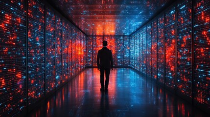 secure data management administrator ensuring cyber security in data center server farm cloud computing facility with system network protection engineering