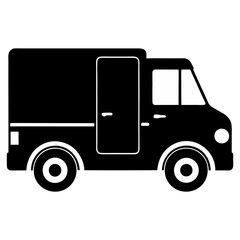 Fototapeta premium Black delivery truck silhouette