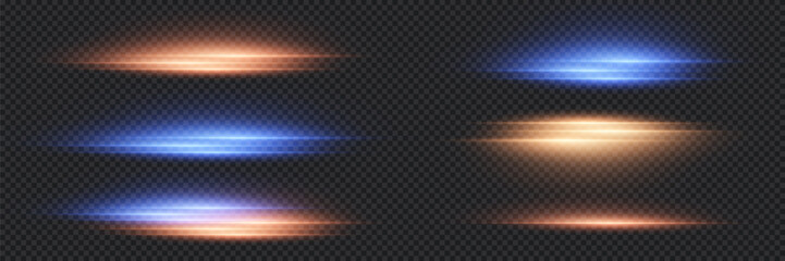 A set of light lines and effects, new laser beams. On a transparent background.