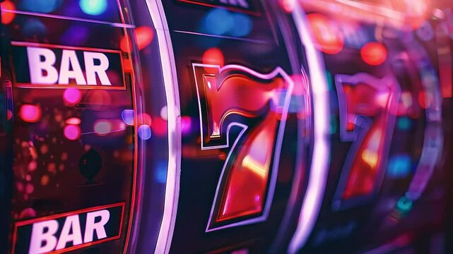 Image of a slot machine display in a casino, concept of gambling, gambling addiction, online casino game
