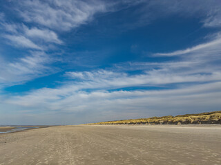 Beach on Juist, East Frisian Islands, Germany, in spring.
