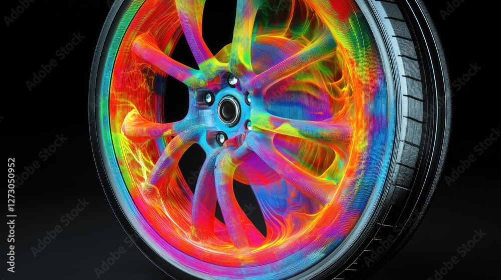 Aufkleber a visual representation of finite element analysis (fem) on a rim wheel, showing stress distribution