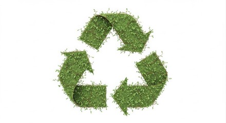 Recycled symbol made of lush greenery.