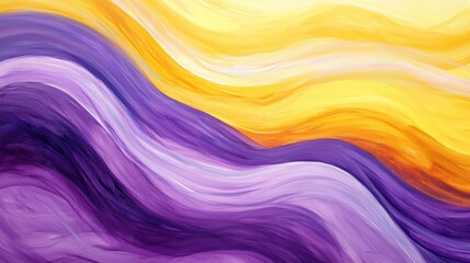 Abstract Purple and Gold Wave Painting