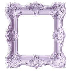 Elegant Pastel Purple Baroque Ornate Frame with Transparent Background &ndash; Vintage Decorative Graphic Resource