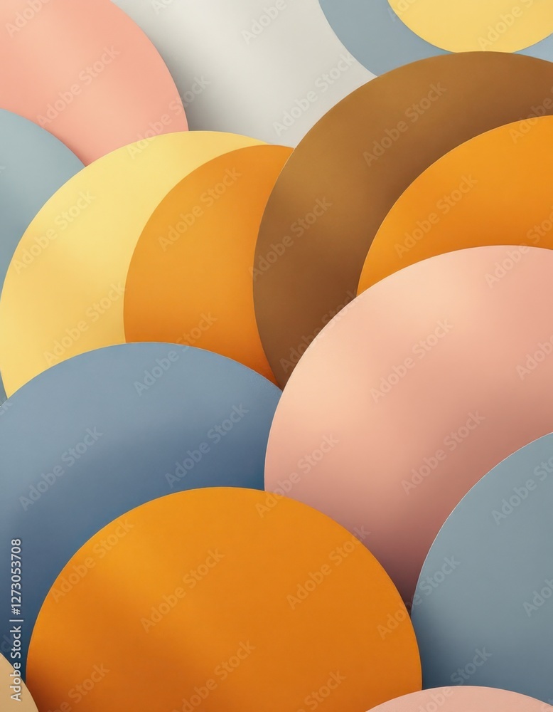 Poster abstract circular pattern with overlapping pastel colors and gradient shapes