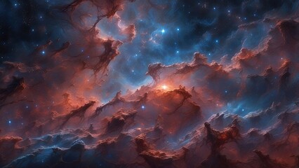 "Vibrant Nebula Cloud in Space: Cosmic Galaxy, Starry Night, and Supernova Wallpaper"