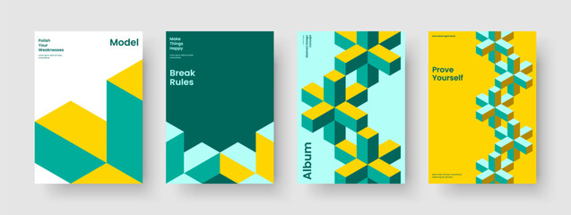 Obraz premium Geometric Report Template. Isolated Book Cover Design. Modern Banner Layout. Background. Business Presentation. Poster. Flyer. Brochure. Leaflet. Notebook. Handbill. Catalog. Portfolio. Newsletter