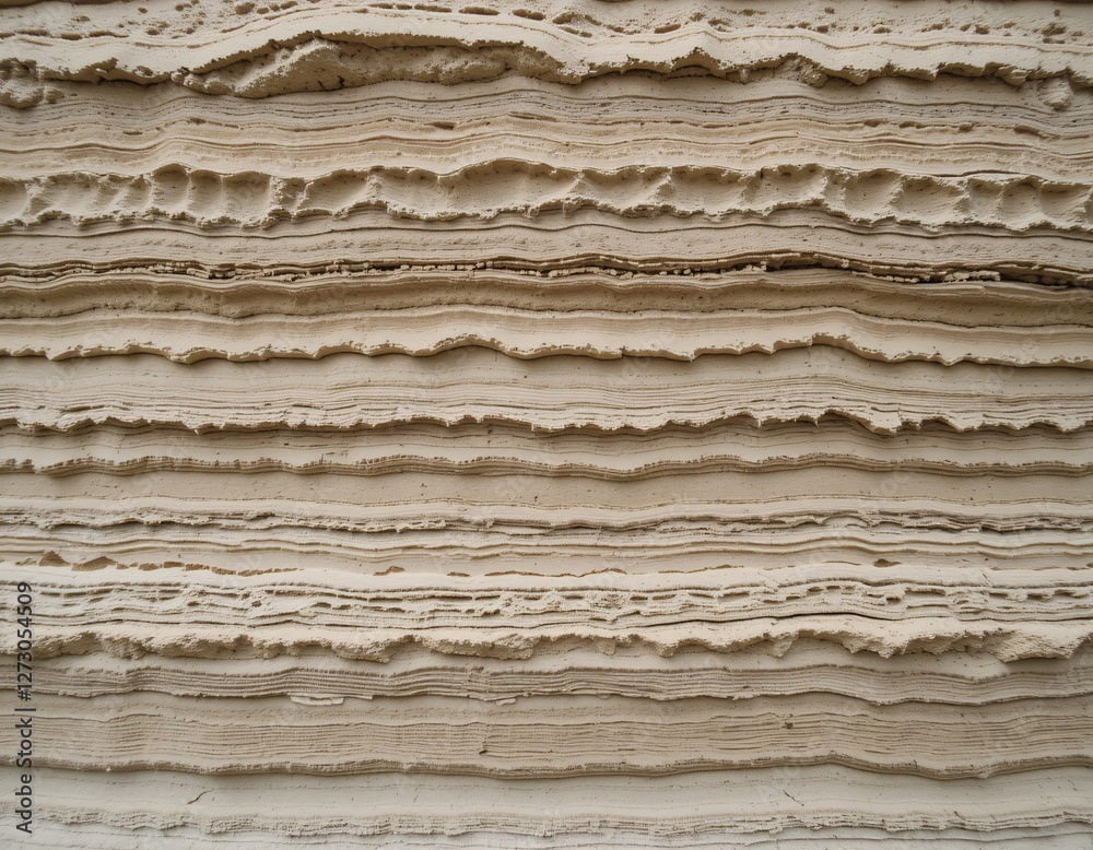 Poster sedimentary rock layers. beige cream strata texture. smooth wavy lines. geological history. gradual 