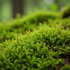 close-up background of soft, vibrant green moss covering a forest floor