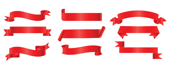 Obraz premium Red ribbon banner set vector