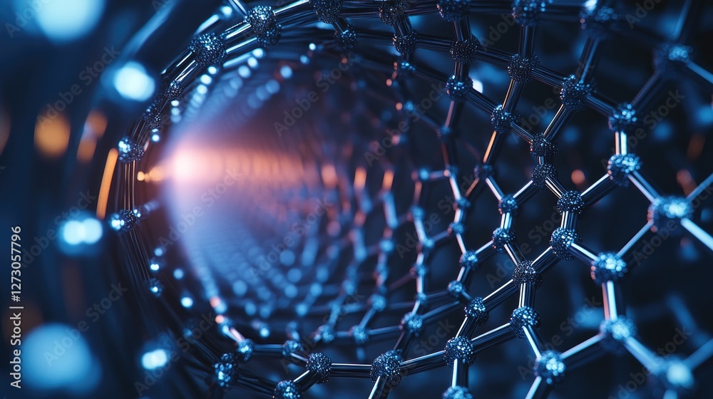 Poster Futuristic nanotube structures with stunning hexagonal designs, representing the next frontier in advanced materials and technological breakthroughs.