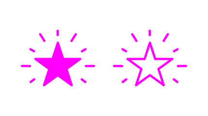 Bright Neon Pink Stars Icon with Radiating Sparks on a White Background