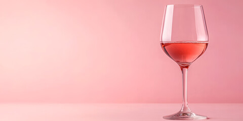 Elegant glass of rose wine against a pastel pink backdrop showcasing minimalist sophisticated wine culture