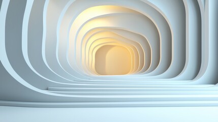 Obraz premium Abstract white tunnel with glowing light at the end
