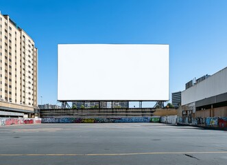 Empty billboard on an urban building, ready for creative advertising opportunities in the city.