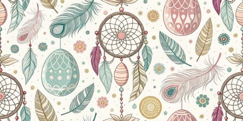 Night Photography Easter Dreamcatcher Backdrop - Ornate Pattern, Dreamy, Festive