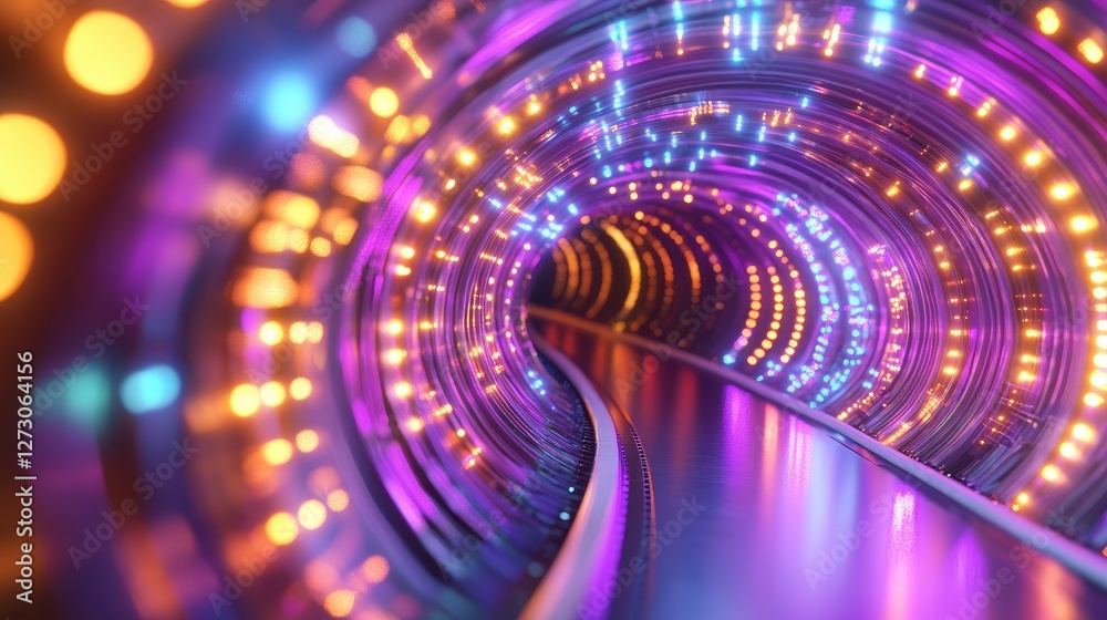 Poster vibrant, glowing network cables in a sleek data center tunnel, highlighting advanced digital connect