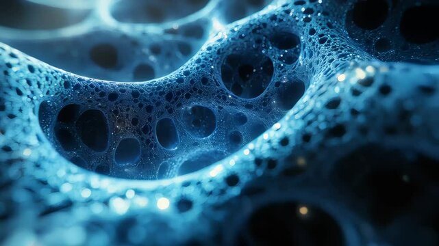 Exploring the intricate structure of surreal blue cellular formations in a dynamic environment