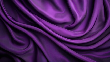 Obraz premium A rich, luxurious purple fabric drapes elegantly, showcasing its smooth texture and flowing folds, ideal for design and fashion applications.
