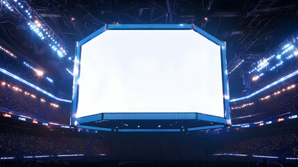 Hexagonal LED display in a sports arena, ideal for merchandise and team promotions.