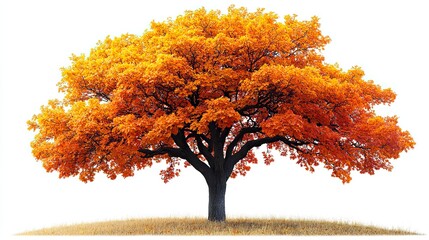 sugar maple tree with vibrant orange and yellow leaves isolated on transparent background high quality png
