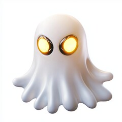 Fototapeta premium Ghostly white creature with glowing eyes isolated on white background