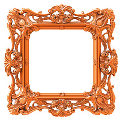Elegant Pastel Orange Baroque Ornate Frame with Transparent Background &ndash; Vintage Decorative Graphic Resource