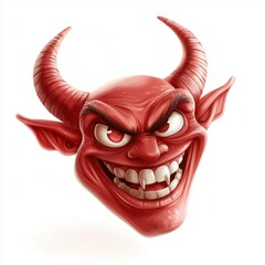 Obraz premium Grinning devilish creature with sharp horns isolated on white background