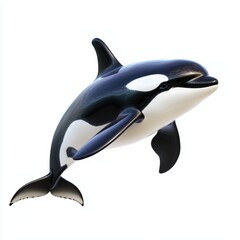Obraz premium Powerful orca with a sleek black and white body isolated on white background