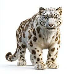 Obraz premium Powerful snow leopard with thick fur isolated on white background