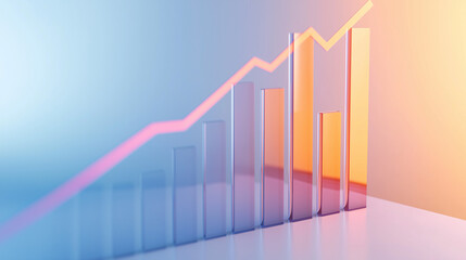 Abstract 3D glass graph symbolizing financial growth in a modern minimalistic design.