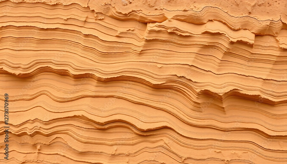 Aufkleber earthy waves. flowing sediment layers in orange hues. striking rock formation texture with rhythmic 