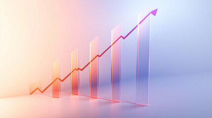 Abstract 3D glass graph symbolizing financial growth in a modern minimalistic design.