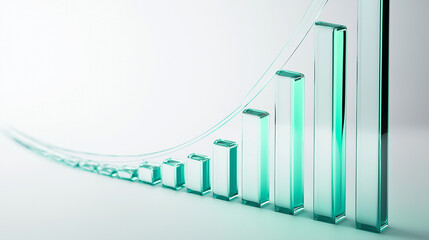 Abstract 3D glass graph symbolizing financial growth in a modern minimalistic design.