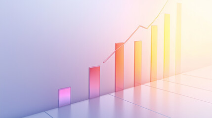 Abstract 3D glass graph symbolizing financial growth in a modern minimalistic design.
