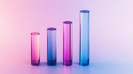 Abstract 3D glass graph symbolizing financial growth in a modern minimalistic design.