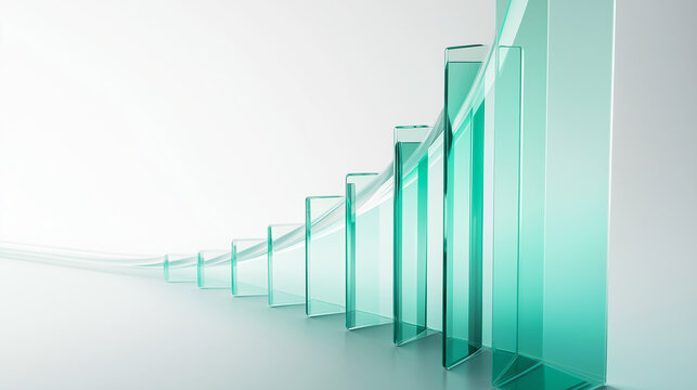 Abstract 3D glass graph symbolizing financial growth in a modern minimalistic design. - Powered by Adobe