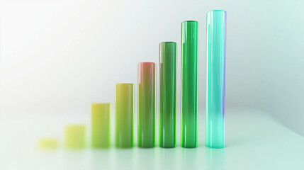 Abstract 3D glass graph symbolizing financial growth in a modern minimalistic design.
